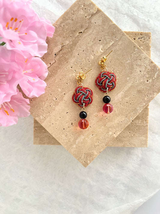 Sacred red×grey Earrings