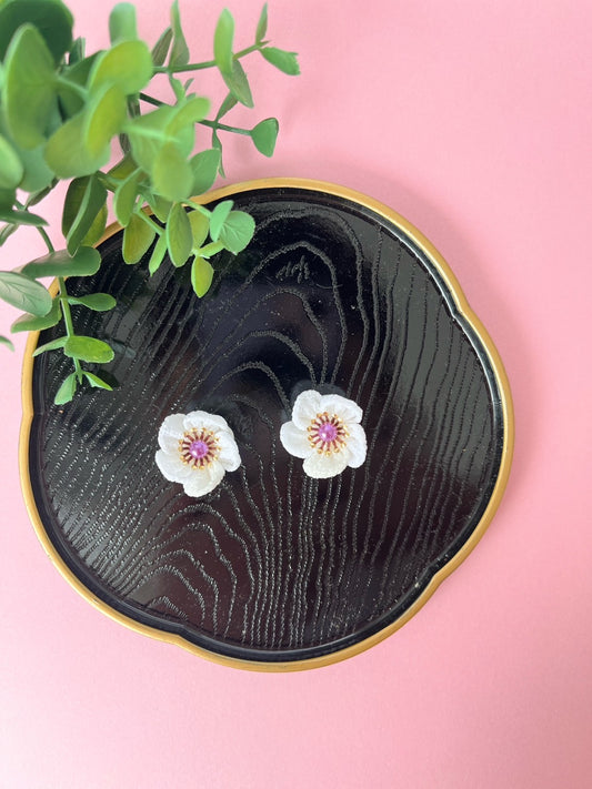 White Plum Flower Earrings