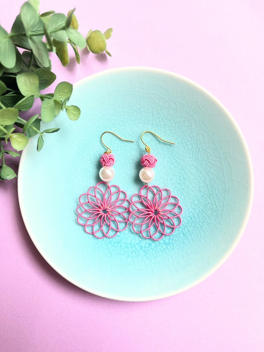 Vivid Pink Flower Earring