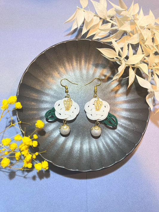White camellia flower earrings