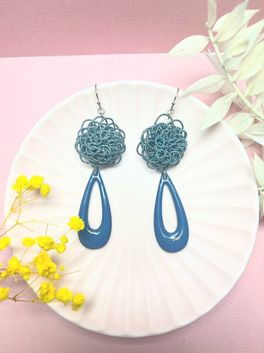Elegant Blue Flower Earrings