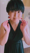 花鳥(kacho) Red×Green kimono flower earrings