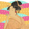 Kimono pattern red flower Earrings