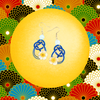 Blue ribbon with White floret Earrings