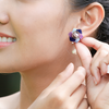 Purple × Pink Hexagonal Flower Earring