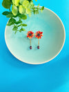 Kimono pattern red flower Earrings