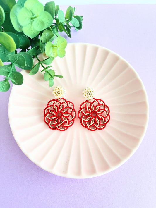 Red Large-flowered Earrings |
