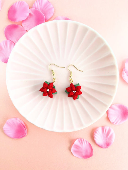 Red Poinsettia Earrings