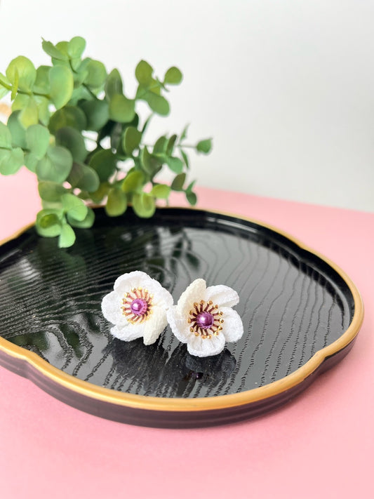 White Plum Flower Earrings