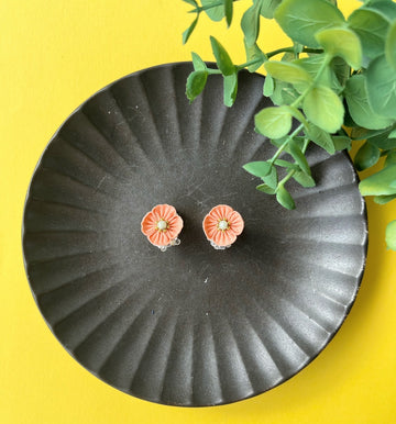 Orange Poppy Earrings