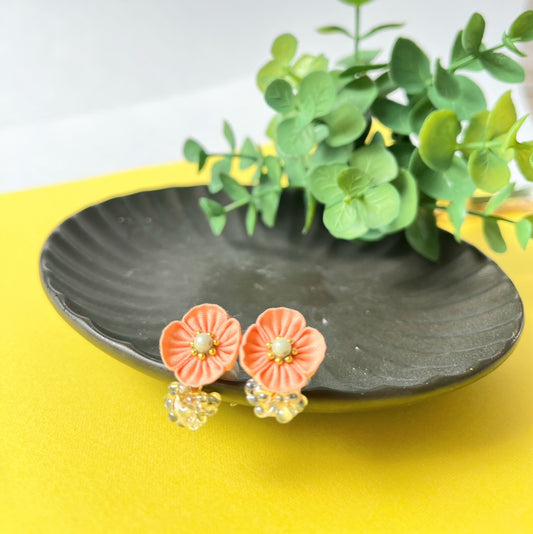 Orange Poppy Earrings