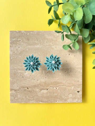Blue Dahlia Earrings