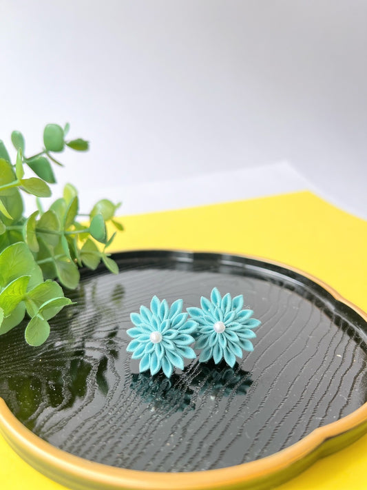 Blue Dahlia Earrings