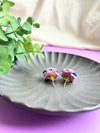 Purple × Pink Hexagonal Flower Earring