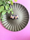Purple × Pink Hexagonal Flower Earring