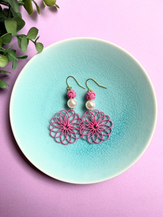 Vivid Pink Flower Earring