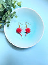 Layered plum flower and Pearl earrings