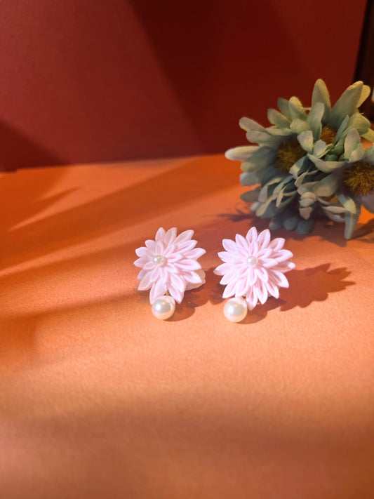 Pink Dahlia Shizuku Earrings