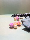 Pink × purple triple ball earrings
