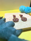 Dark red Japan flower earrings