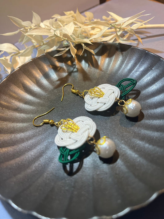 White camellia flower earrings