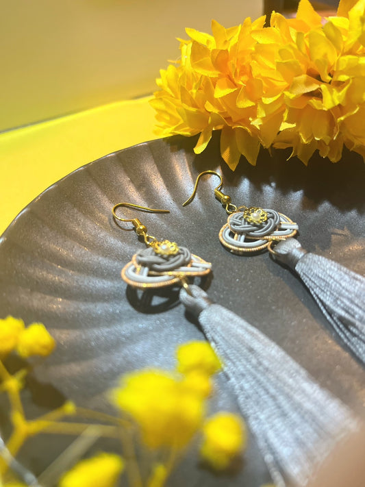 Greyflower Tassel Earrings