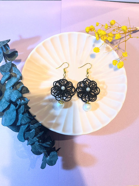 Black Flower Original Earrings