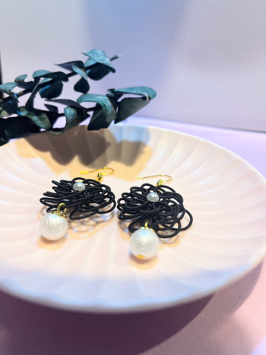Black Flower Original Earrings