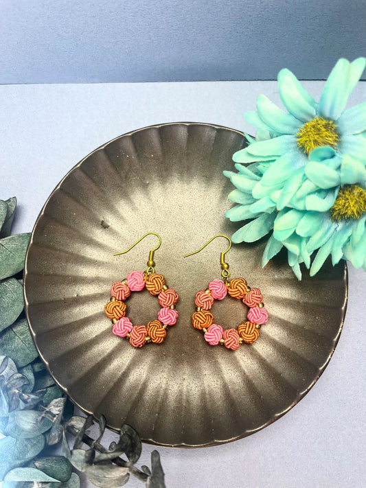 Brown × Pink Ring Earrings