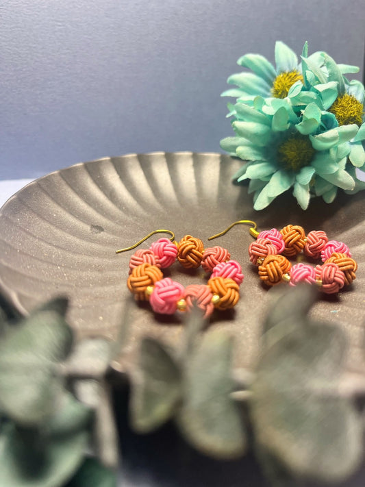Brown × Pink Ring Earrings