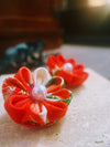 可憐(karen) Red kimono flower earrings