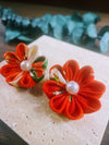 可憐(karen) Red kimono flower earrings