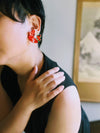 可憐(karen) Red kimono flower earrings
