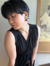 高貴(koki) Purple kimono flower earrings