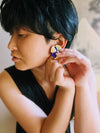 高貴(koki) Purple kimono flower earrings