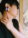 高貴(koki) Purple kimono flower earrings