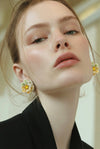 Yellow× Yellow-Green Fancy Flower Earrings