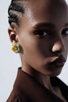 Yellow× Yellow-Green Fancy Flower Earrings