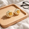 Yellow× Yellow-Green Fancy Flower Earrings