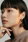Dark red Japan flower earrings