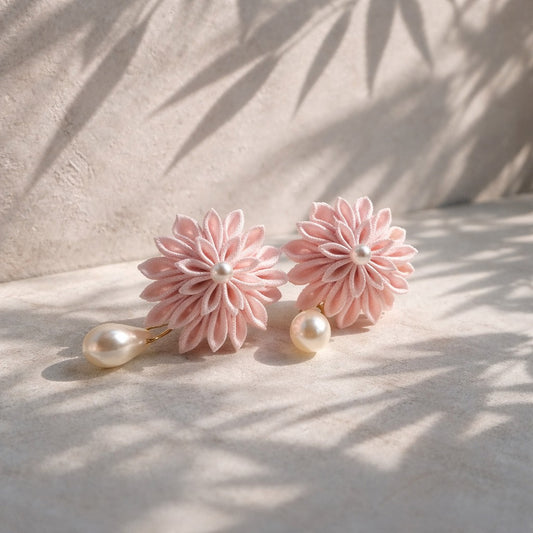 Pink Dahlia Shizuku Earrings