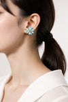 Blue×White Double Flower Earrings