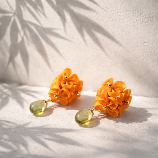 Orange Golden Rhinoceros Bouquet Earrings