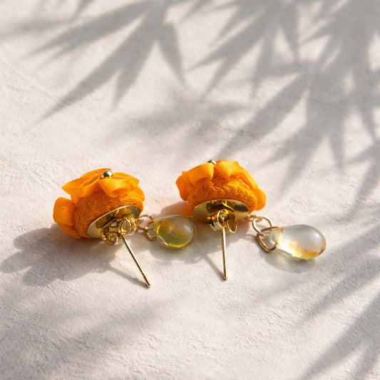 Orange Golden Rhinoceros Bouquet Earrings