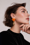 Orange Golden Rhinoceros Bouquet Earrings