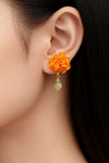 Orange Golden Rhinoceros Bouquet Earrings