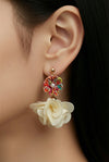 Fluffy petals with red flower Earrings