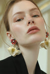 Fluffy petals with red flower Earrings