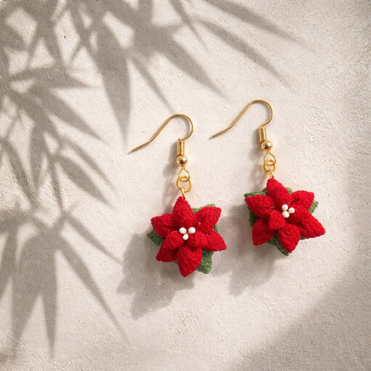 Red Poinsettia Earrings