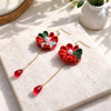 花鳥(kacho) Red×Green kimono flower earrings